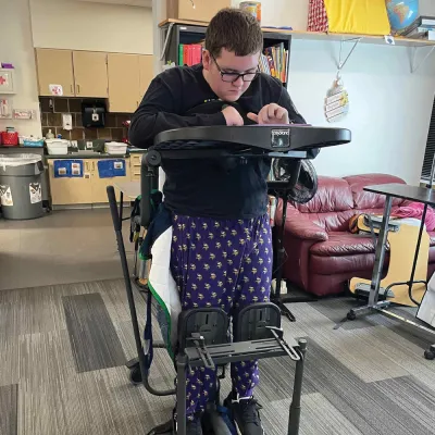 Lucas in physical therapy.