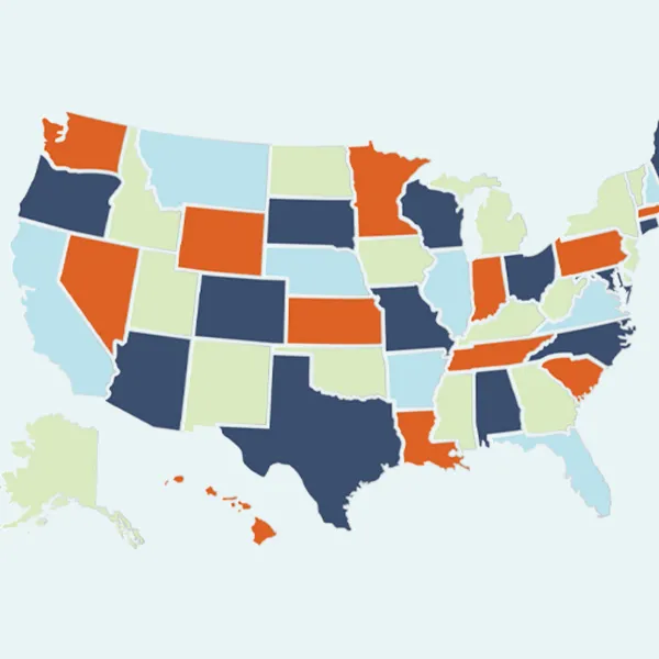 Map of United States in Spare Key branded colors