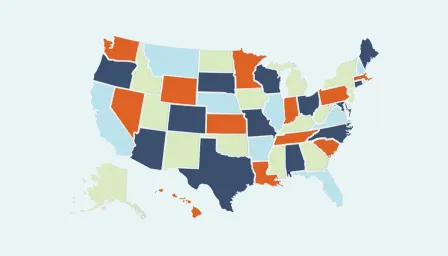 Map of United States in Spare Key branded colors